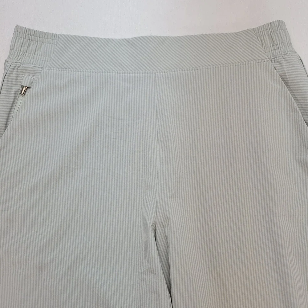 Athleta Joggers Womens 12 Green‎ Pinstripe Brooklyn Textured Jogger Pants 988146